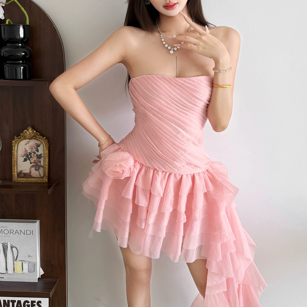 Zara Ethereal Summer Asymmetric Ruffle Side Drape Tie Dress